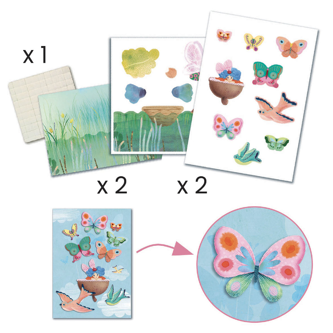 Djeco Fairy Box 3D pillangós képalkotó kreatív szett