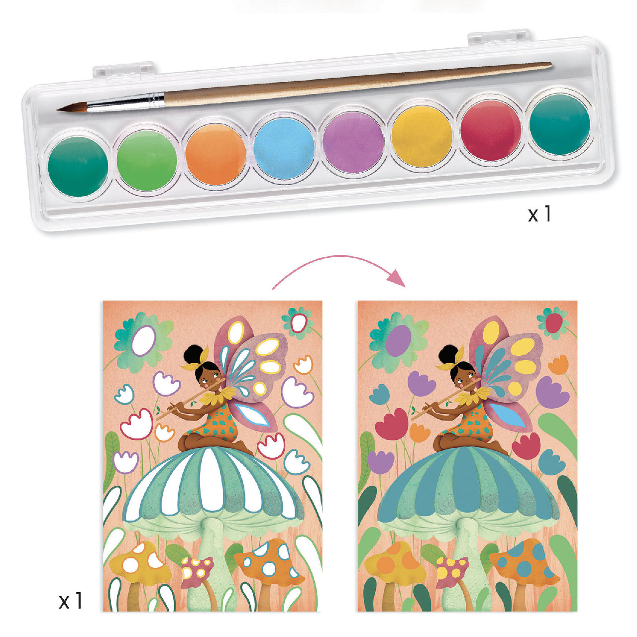 Djeco Fairy Box vízfestékes tündéres kreatív kép