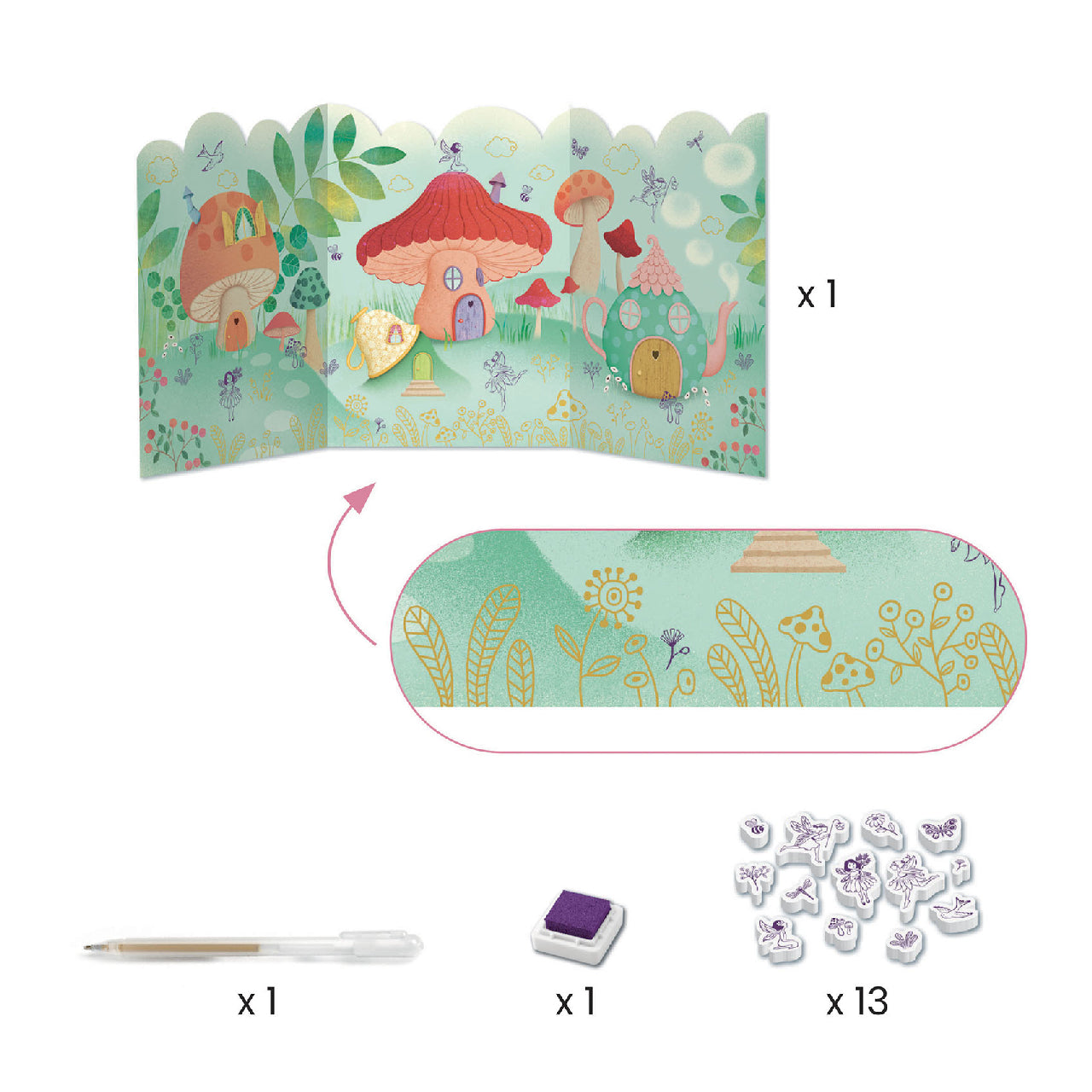 Djeco Fairy Box tündér mintás rajzoló és nyomdázó készlet