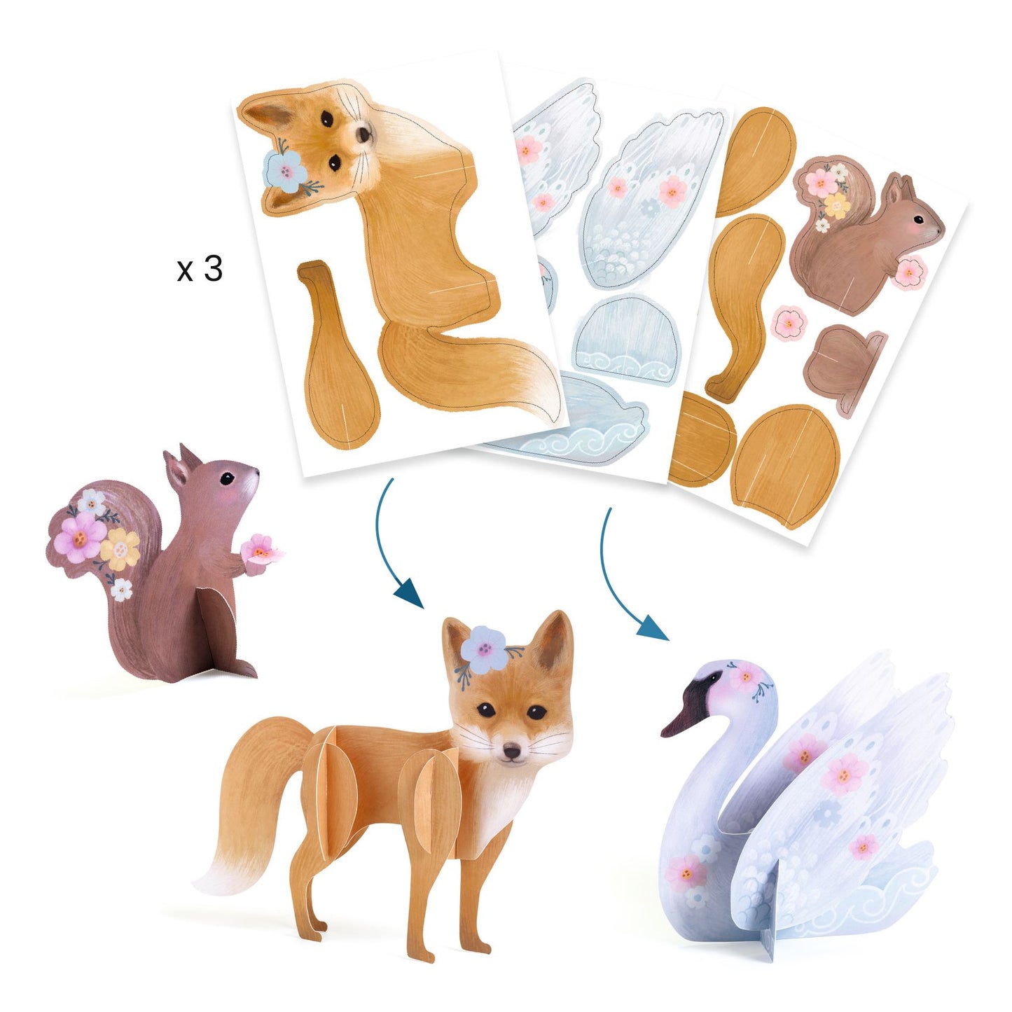 Djeco Fluffy Box 3D papír állatfigurák kreatív készlet DJ09329