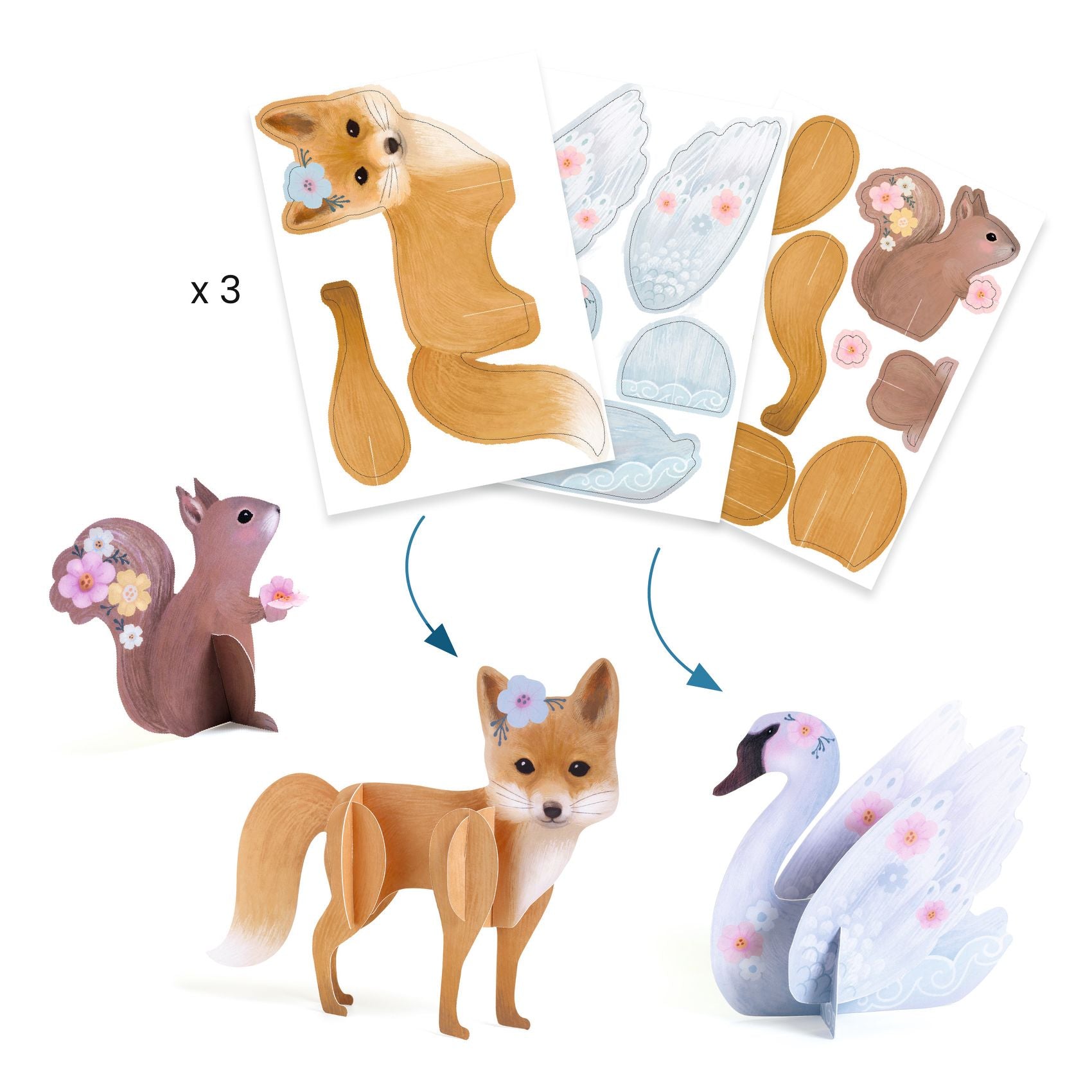 Djeco Fluffy Box 3D papír állatfigurák kreatív készlet DJ09329