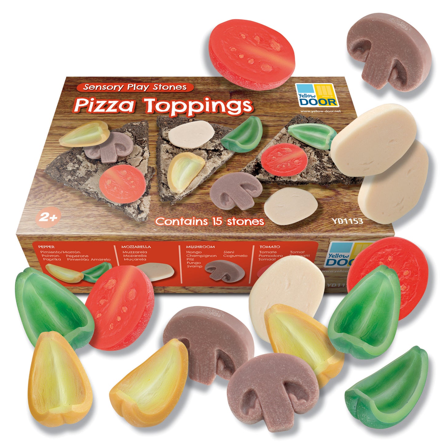 Pizza feltétek szenzoros játékkövek részletgazdag kidolgozása közelről